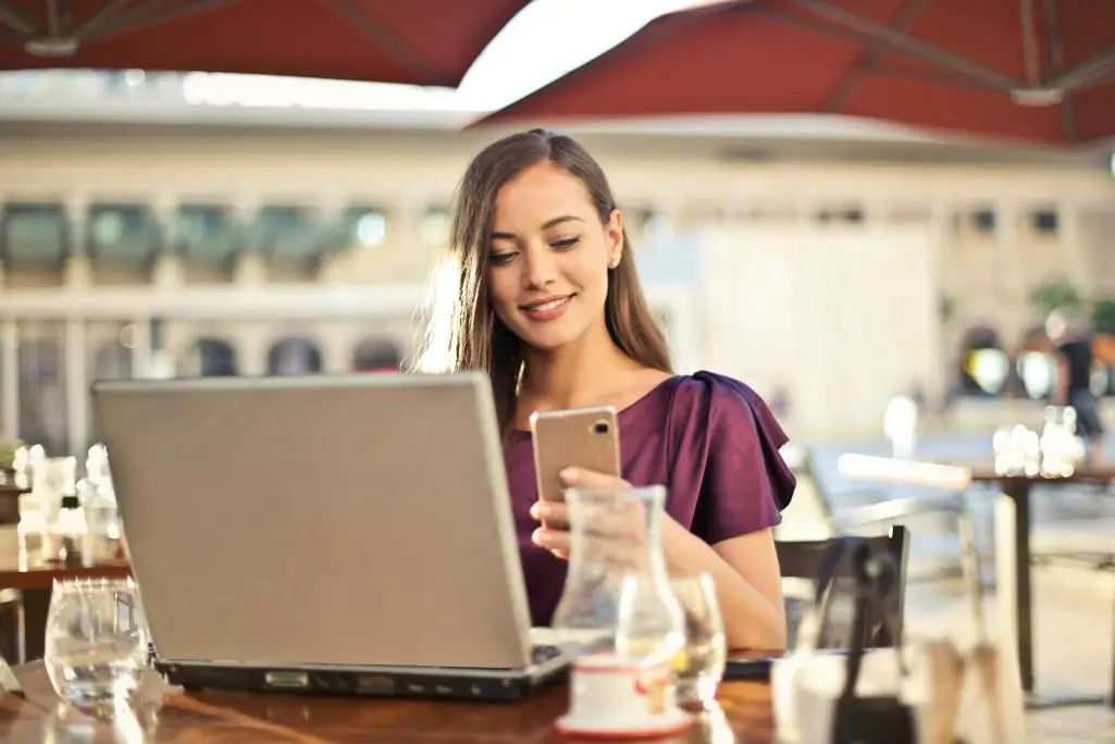 A lady is working in a cosy environment.